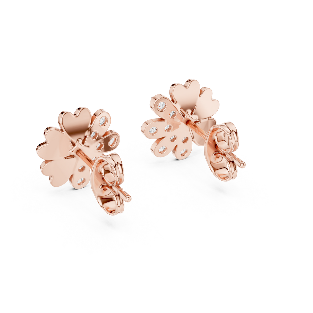 Bloomelle Half Pavé Half Polished Petal Lab Grown Diamond Earrings