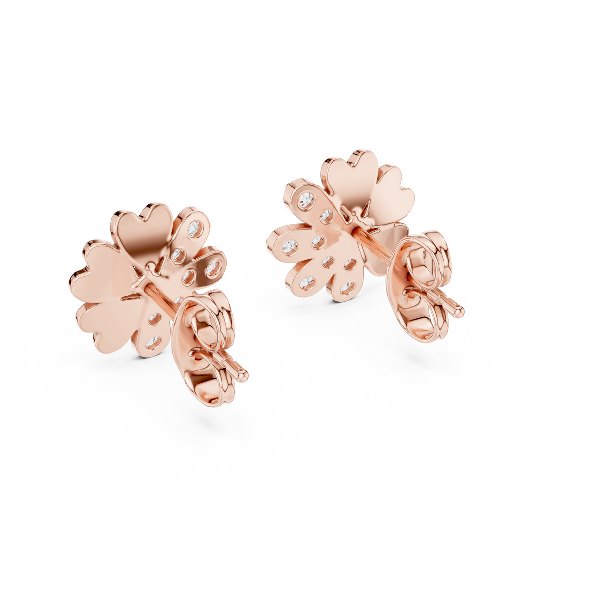 Bloomelle Half Pavé Half Polished Petal Lab Grown Diamond Earrings