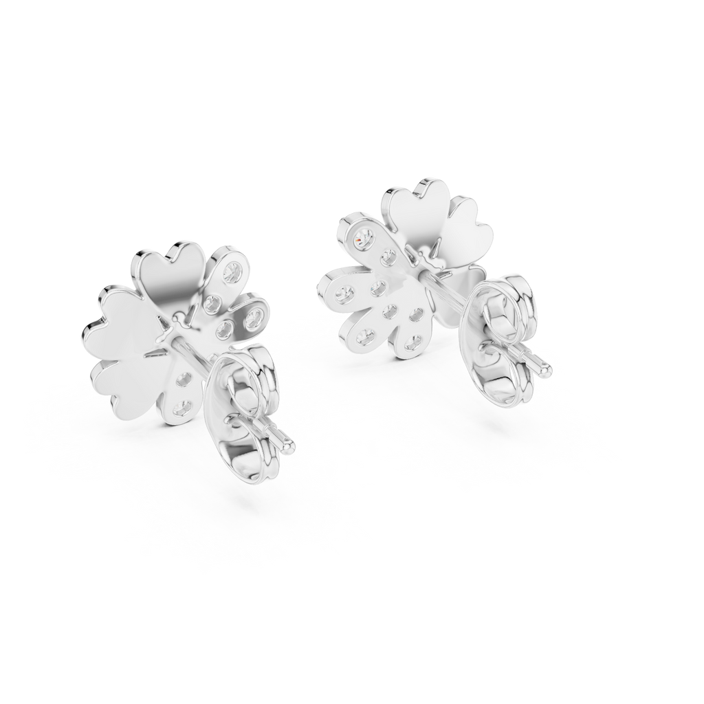 Bloomelle Half Pavé Half Polished Petal Lab Grown Diamond Earrings