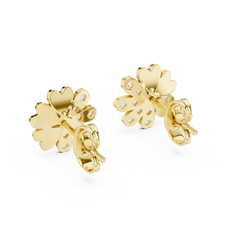 Bloomelle Half Pavé Half Polished Petal Lab Grown Diamond Earrings