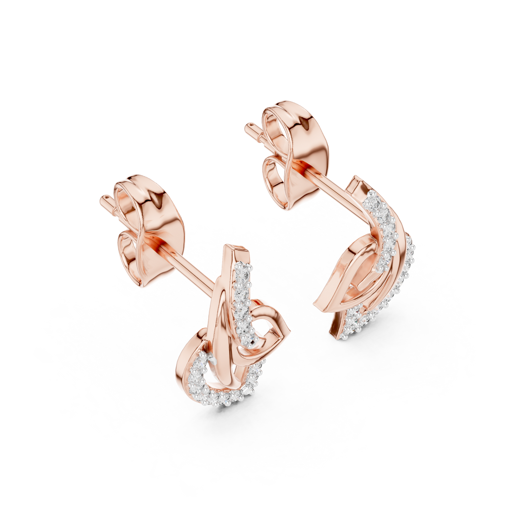 Foliane Twisted Leaf Ribbon Pavé Lab Grown Diamond Earrings