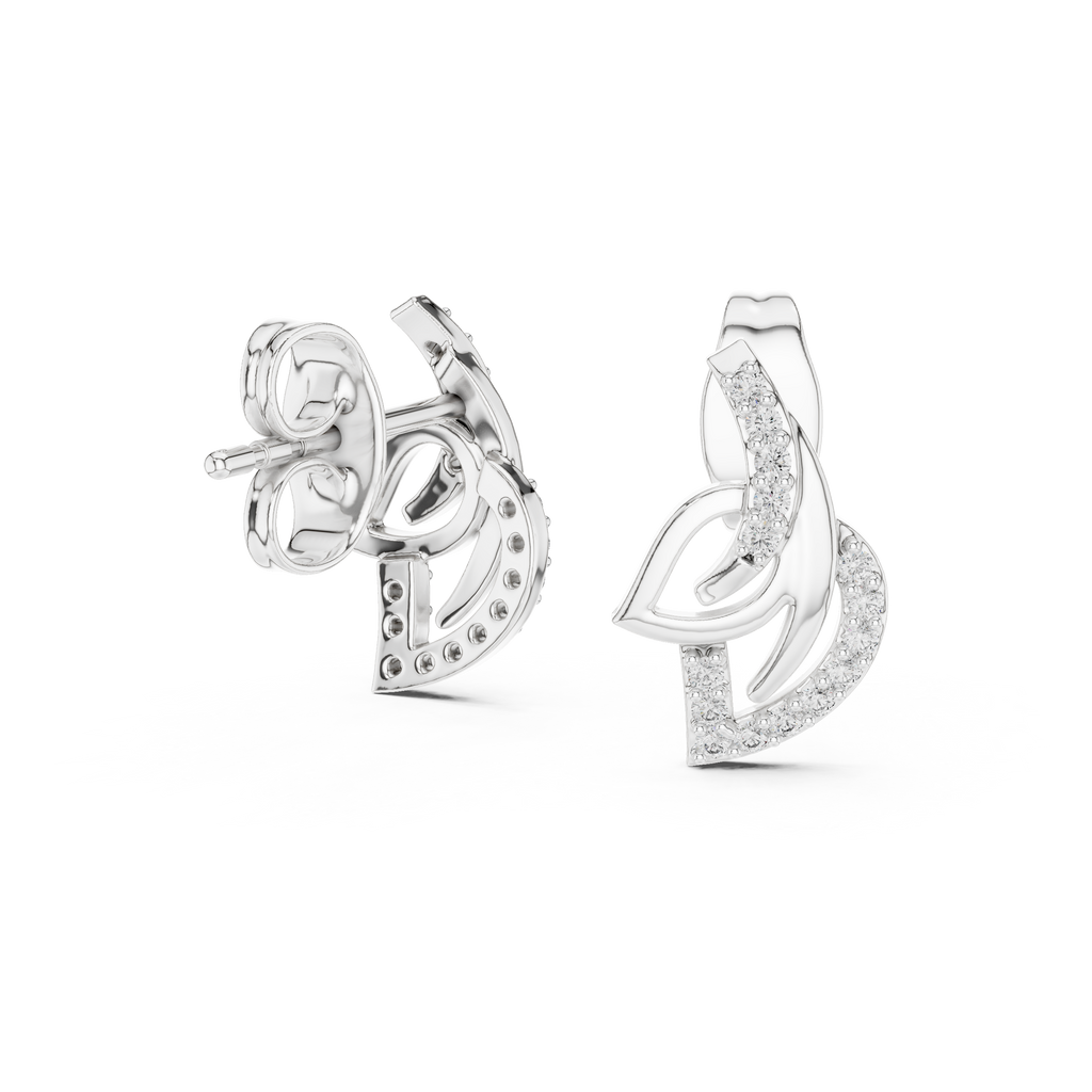 Foliane Twisted Leaf Ribbon Pavé Lab Grown Diamond Earrings