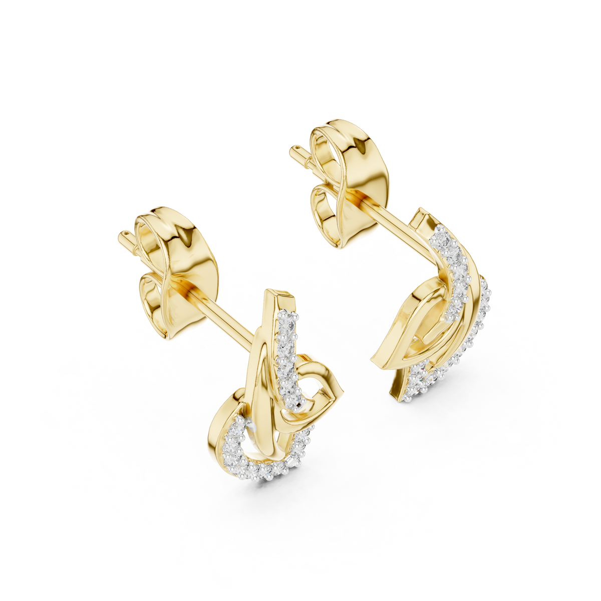 Foliane Twisted Leaf Ribbon Pavé Lab Grown Diamond Earrings
