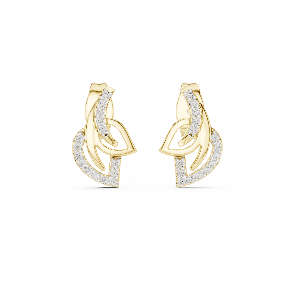 Foliane Twisted Leaf Ribbon Pavé Lab Grown Diamond Earrings