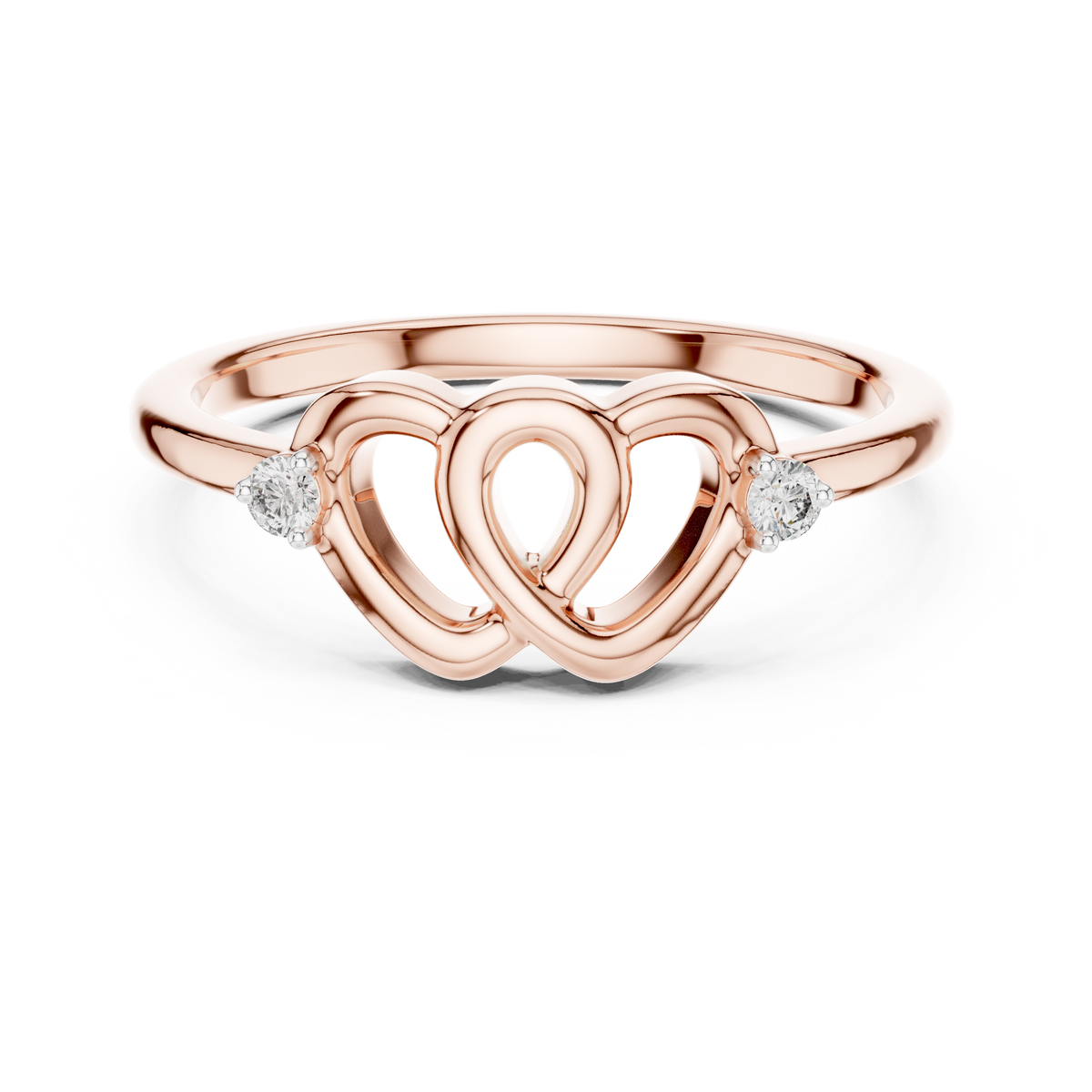 Entwyn Interlinked Twin Heart Lab Grown Diamond Ring