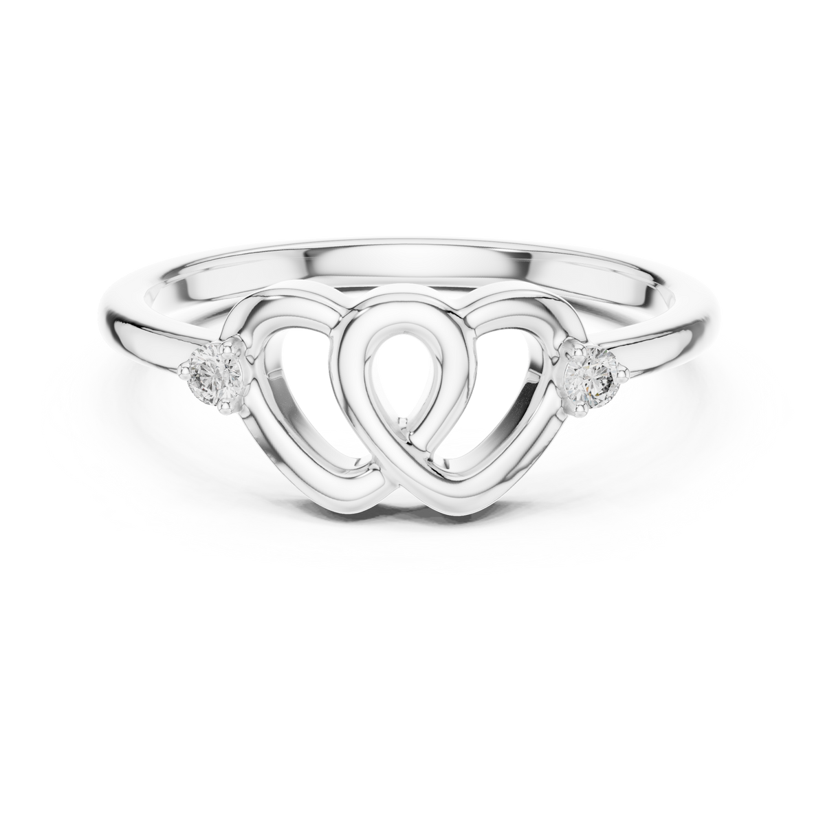 Entwyn Interlinked Twin Heart Lab Grown Diamond Ring
