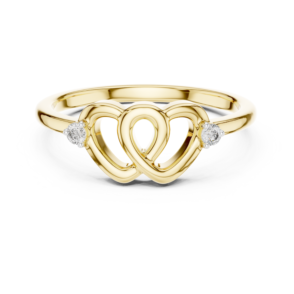Entwyn Interlinked Twin Heart Lab Grown Diamond Ring