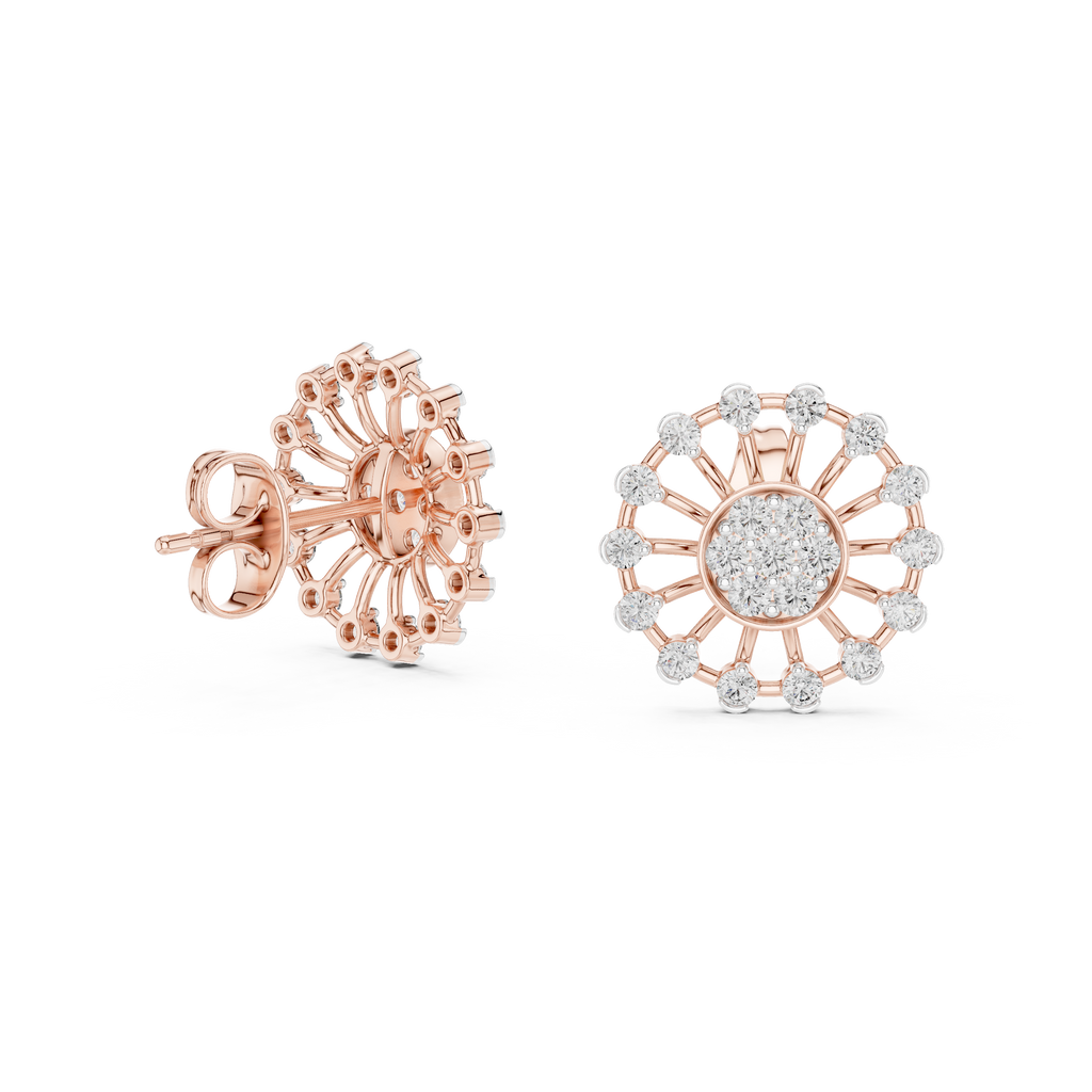 Solarelle Open Spoke Sunburst Cluster Lab Grown Diamond Earrings
