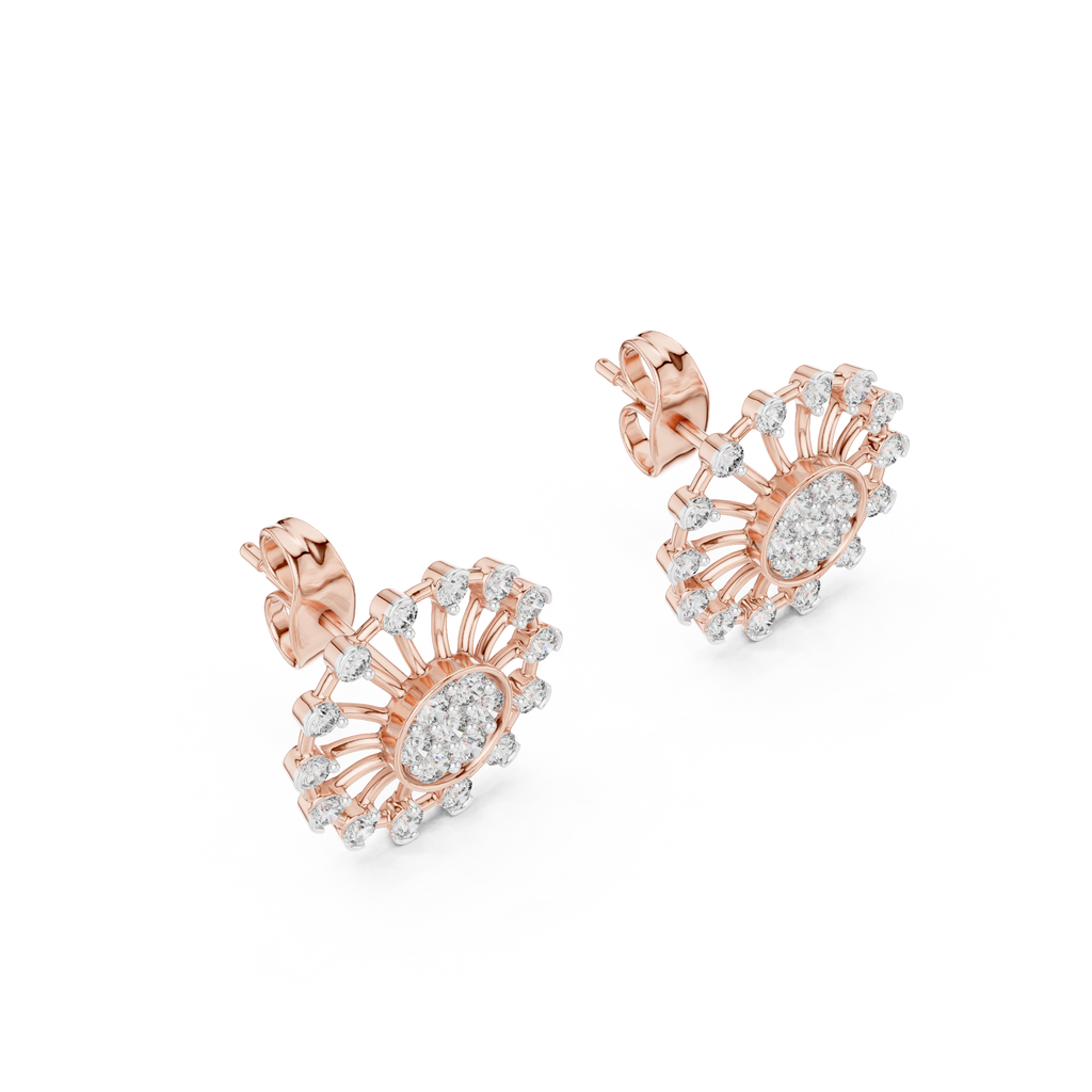 Solarelle Open Spoke Sunburst Cluster Lab Grown Diamond Earrings