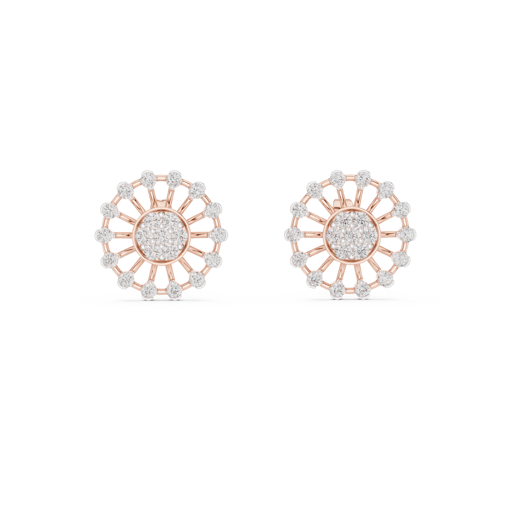 Solarelle Open Spoke Sunburst Cluster Lab Grown Diamond Earrings