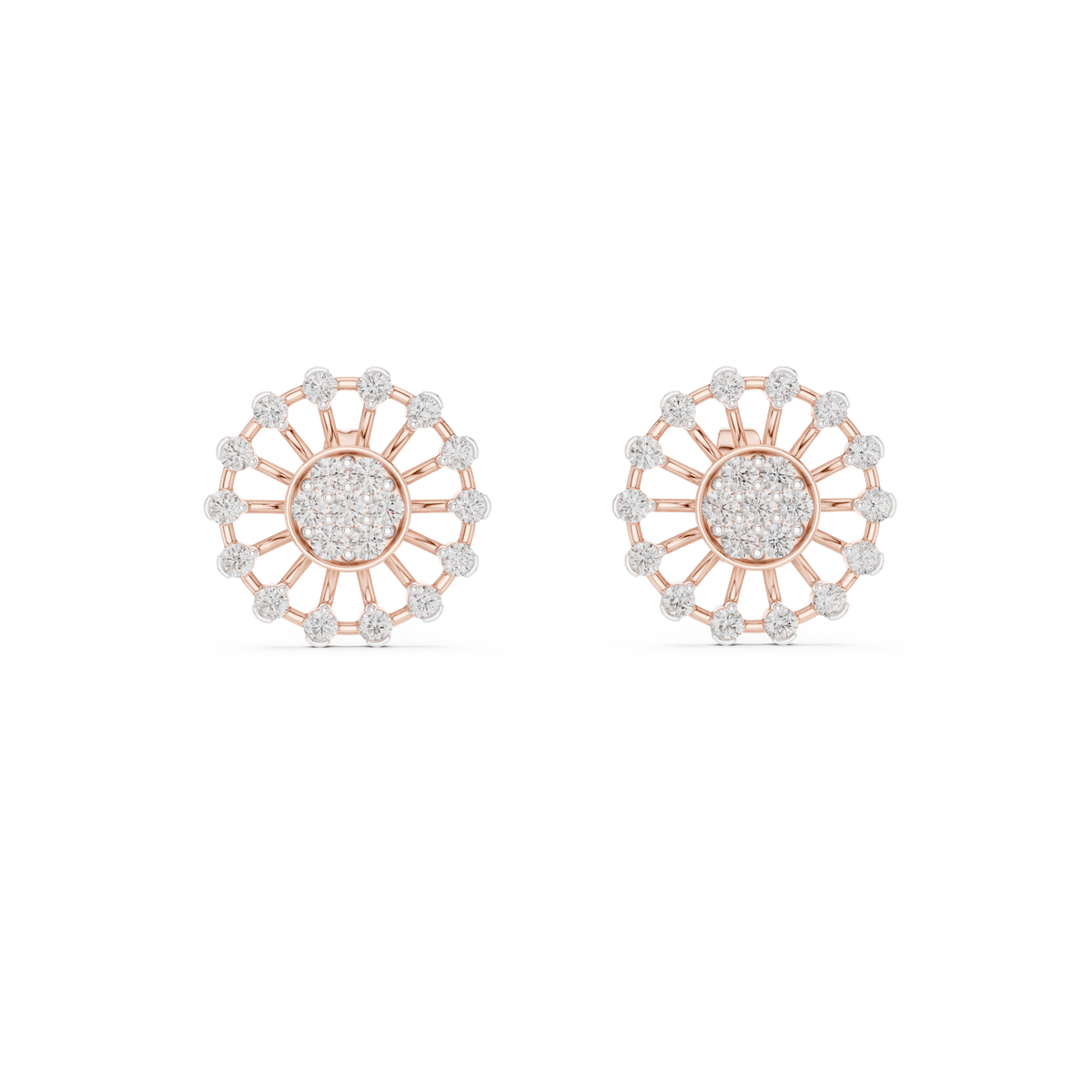 Solarelle Open Spoke Sunburst Cluster Lab Grown Diamond Earrings
