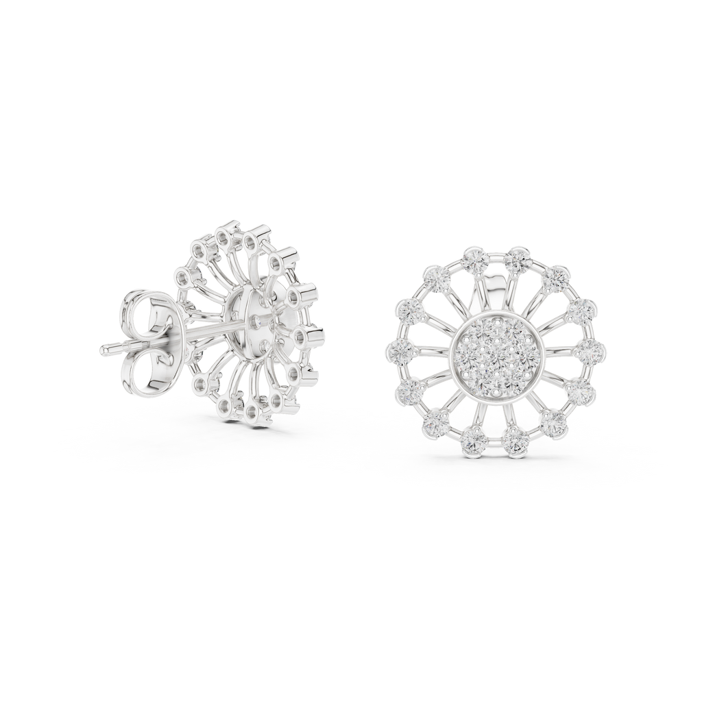 Solarelle Open Spoke Sunburst Cluster Lab Grown Diamond Earrings