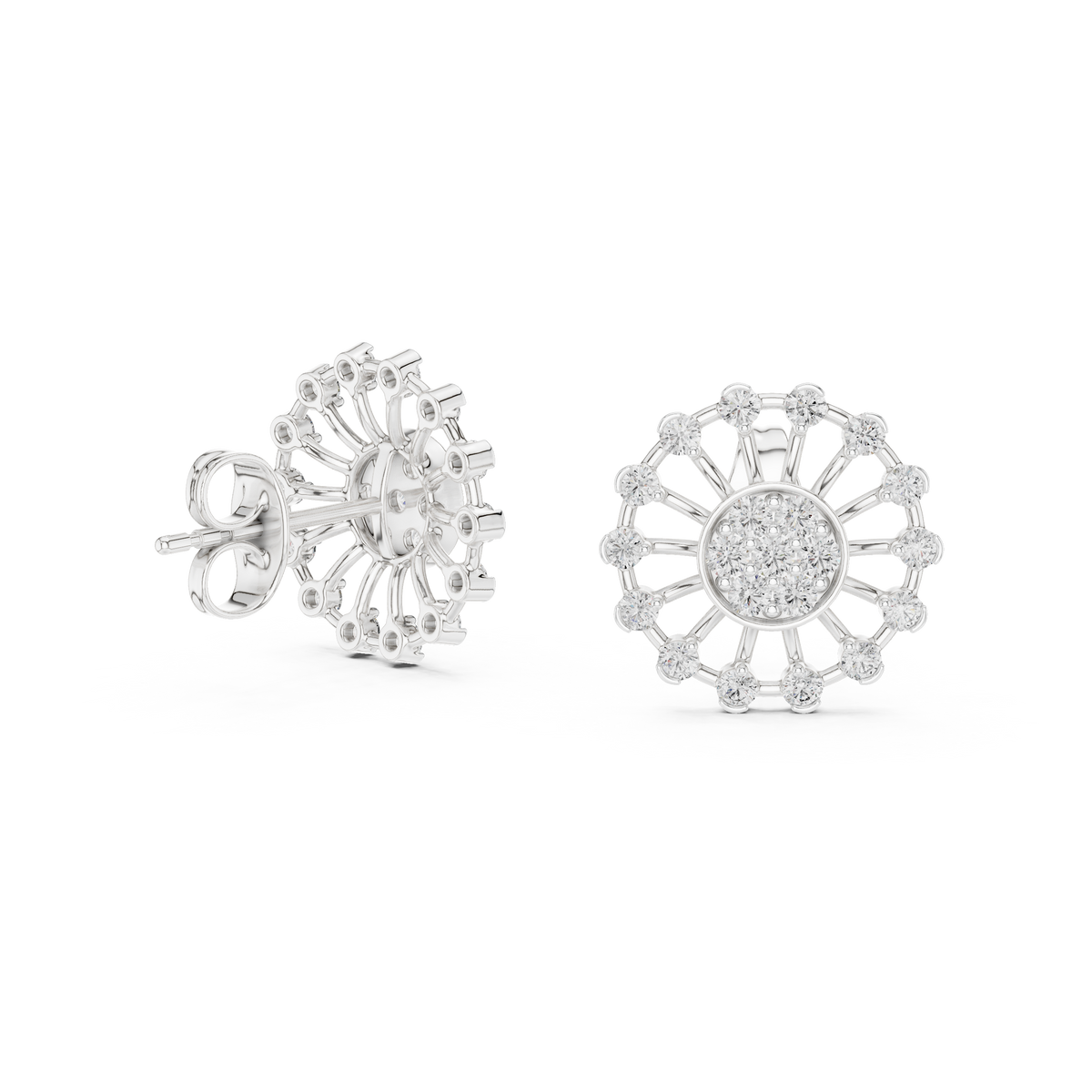 Solarelle Open Spoke Sunburst Cluster Lab Grown Diamond Earrings