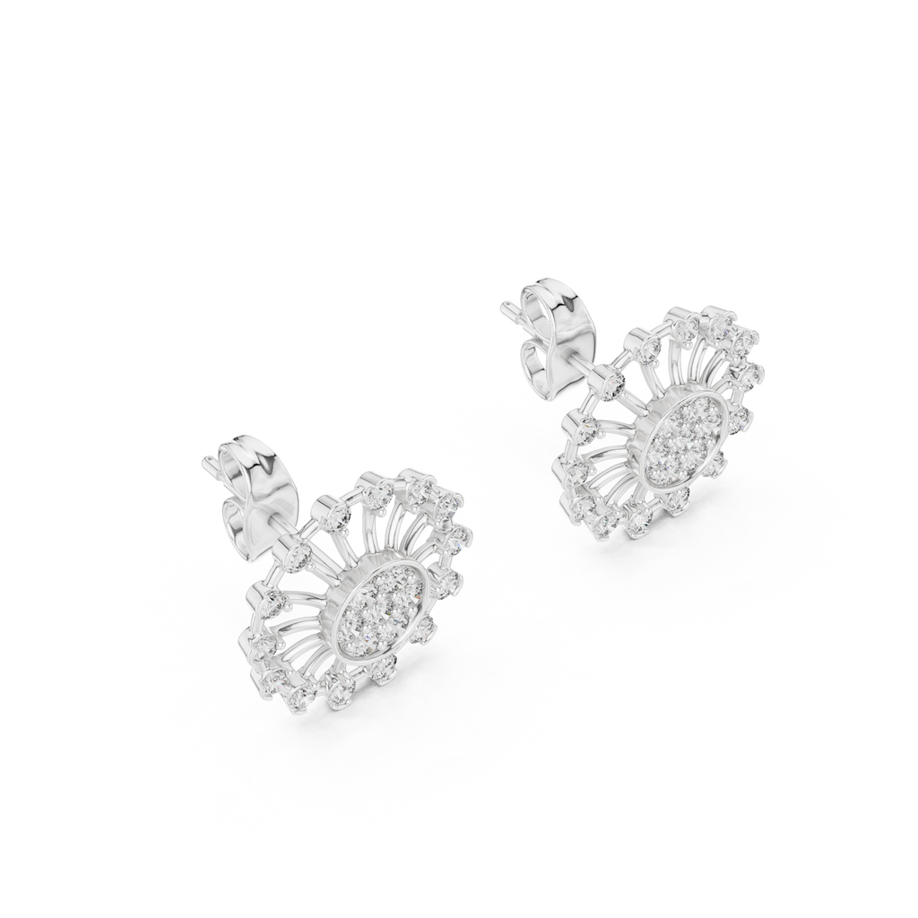 Solarelle Open Spoke Sunburst Cluster Lab Grown Diamond Earrings