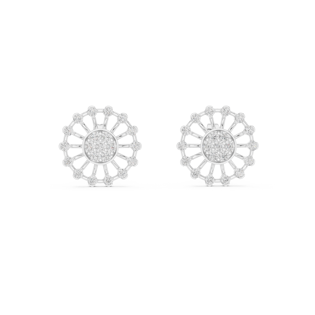 Solarelle Open Spoke Sunburst Cluster Lab Grown Diamond Earrings