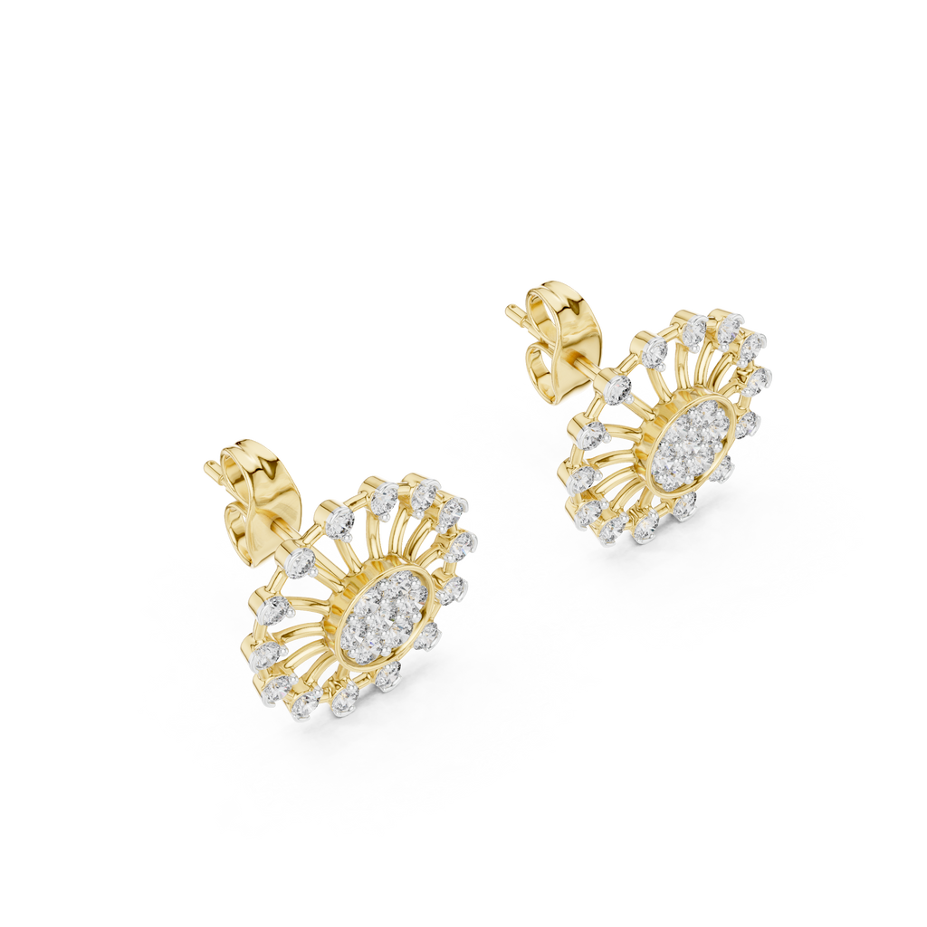 Solarelle Open Spoke Sunburst Cluster Lab Grown Diamond Earrings