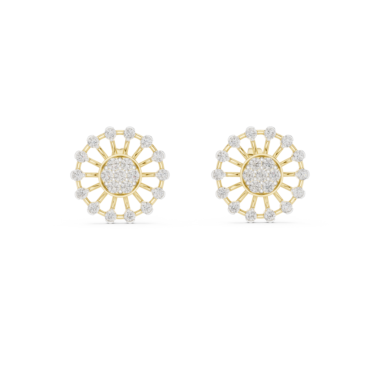 Solarelle Open Spoke Sunburst Cluster Lab Grown Diamond Earrings