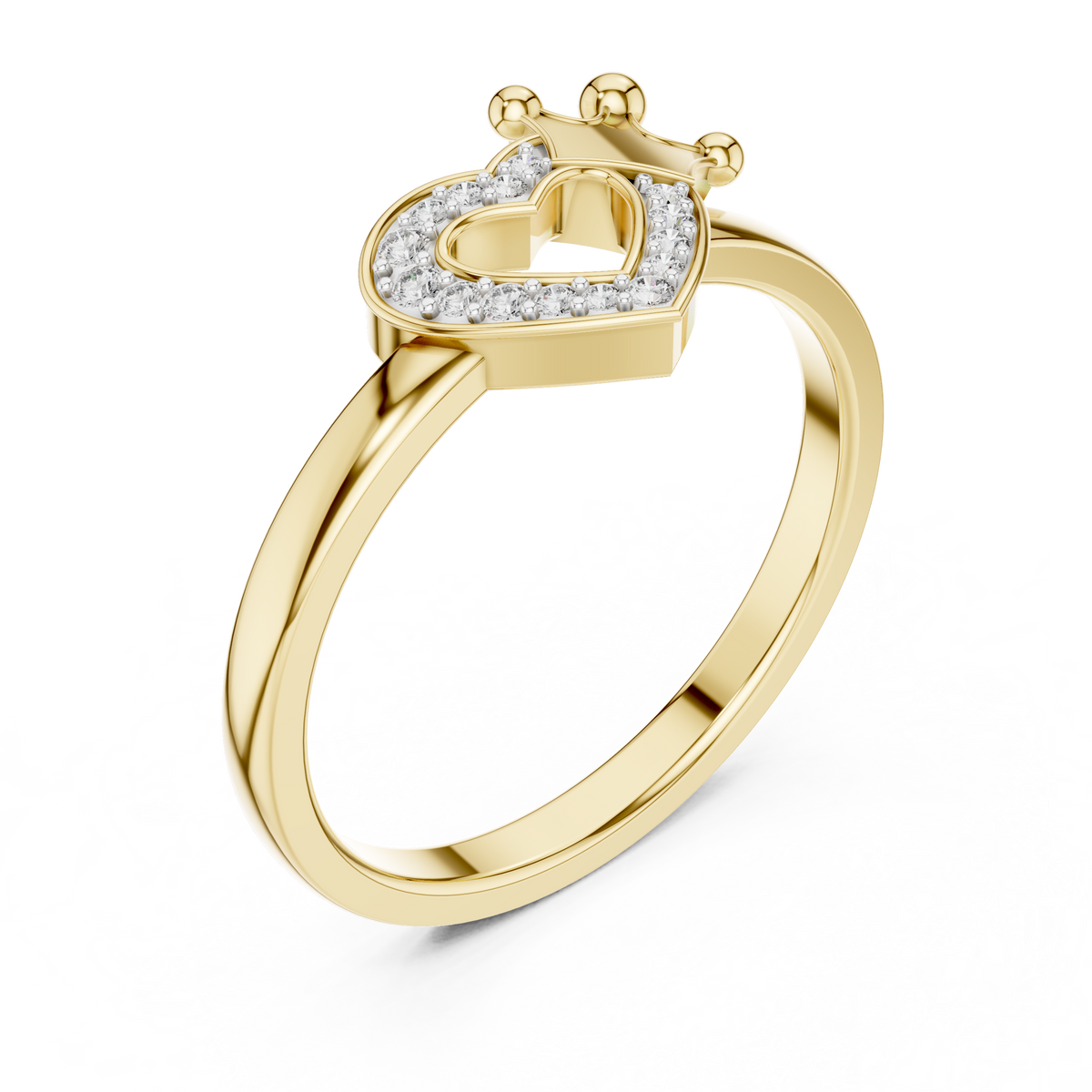 Coronelle Crown Heart Pavé Lab Grown Diamond Ring