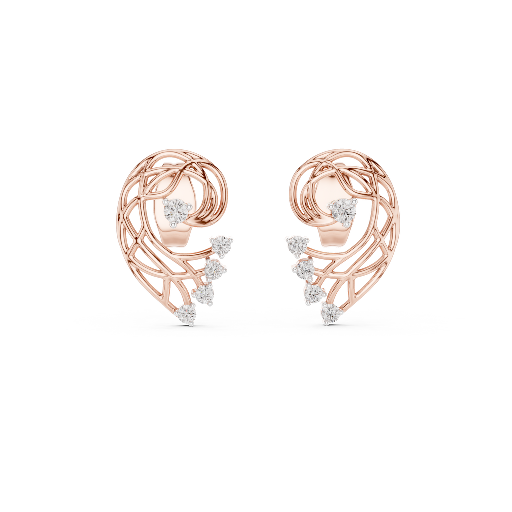 Fernelle Openwork Fern Leaf Lab Grown Diamond Earrings