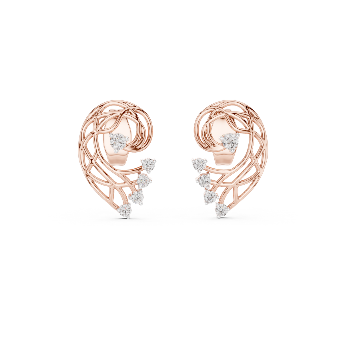 Fernelle Openwork Fern Leaf Lab Grown Diamond Earrings
