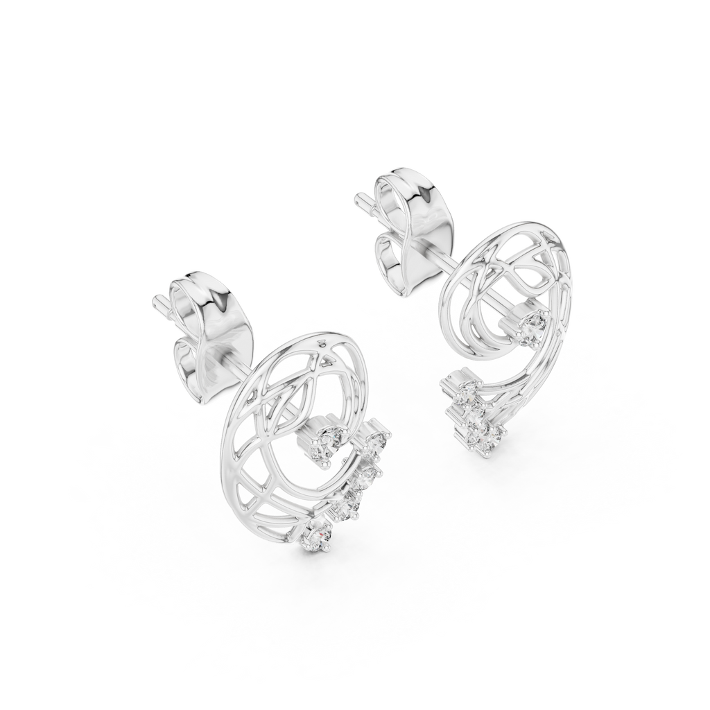 Fernelle Openwork Fern Leaf Lab Grown Diamond Earrings