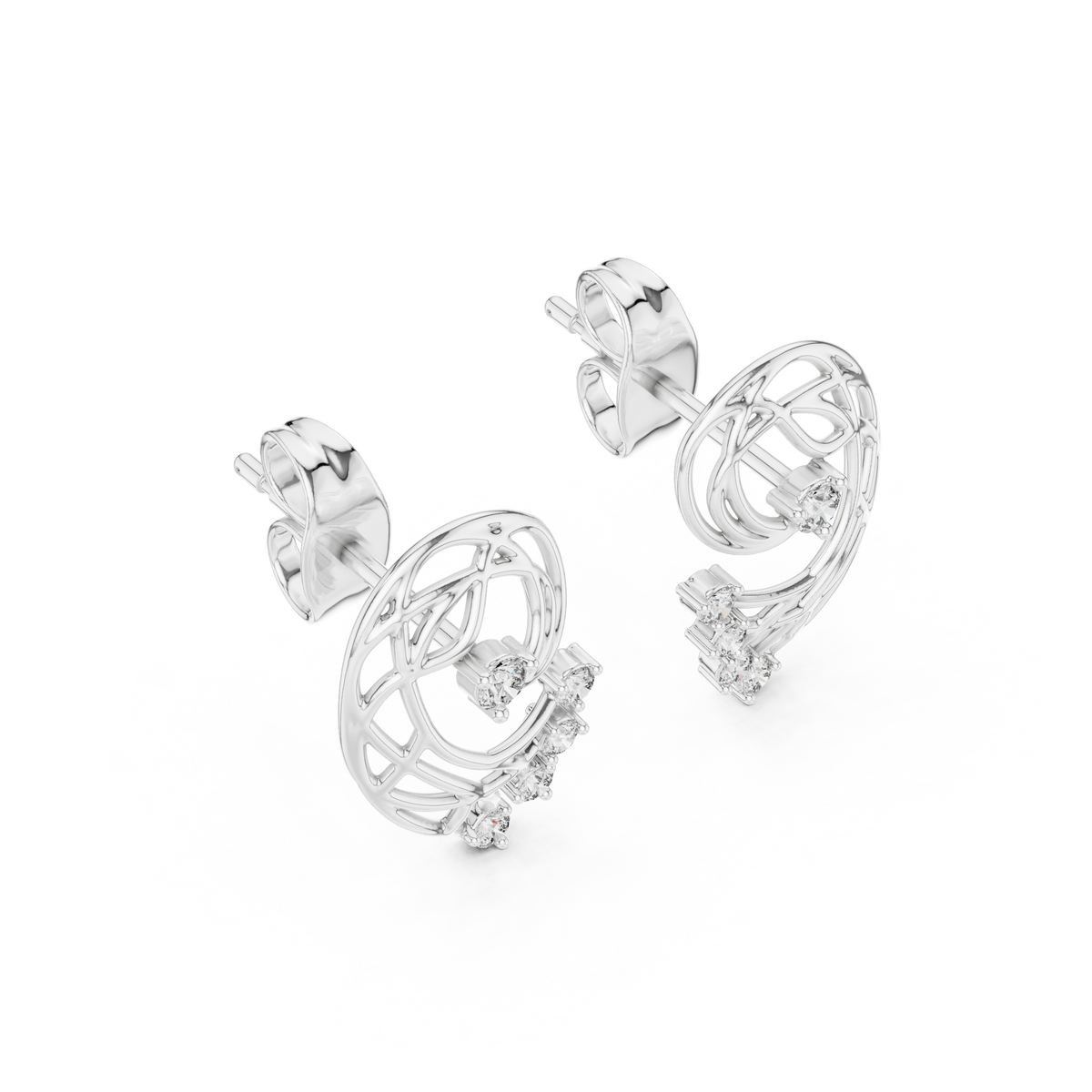 Fernelle Openwork Fern Leaf Lab Grown Diamond Earrings