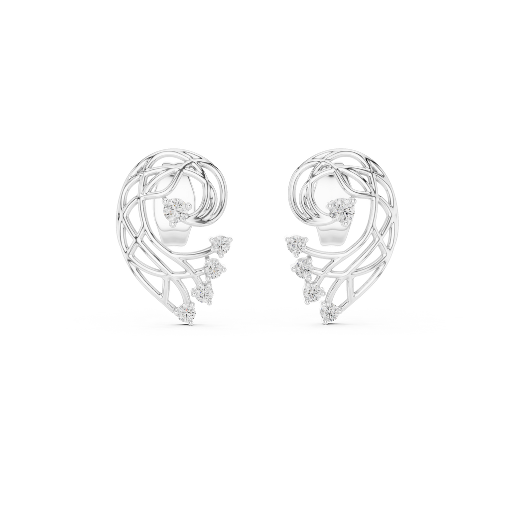 Fernelle Openwork Fern Leaf Lab Grown Diamond Earrings