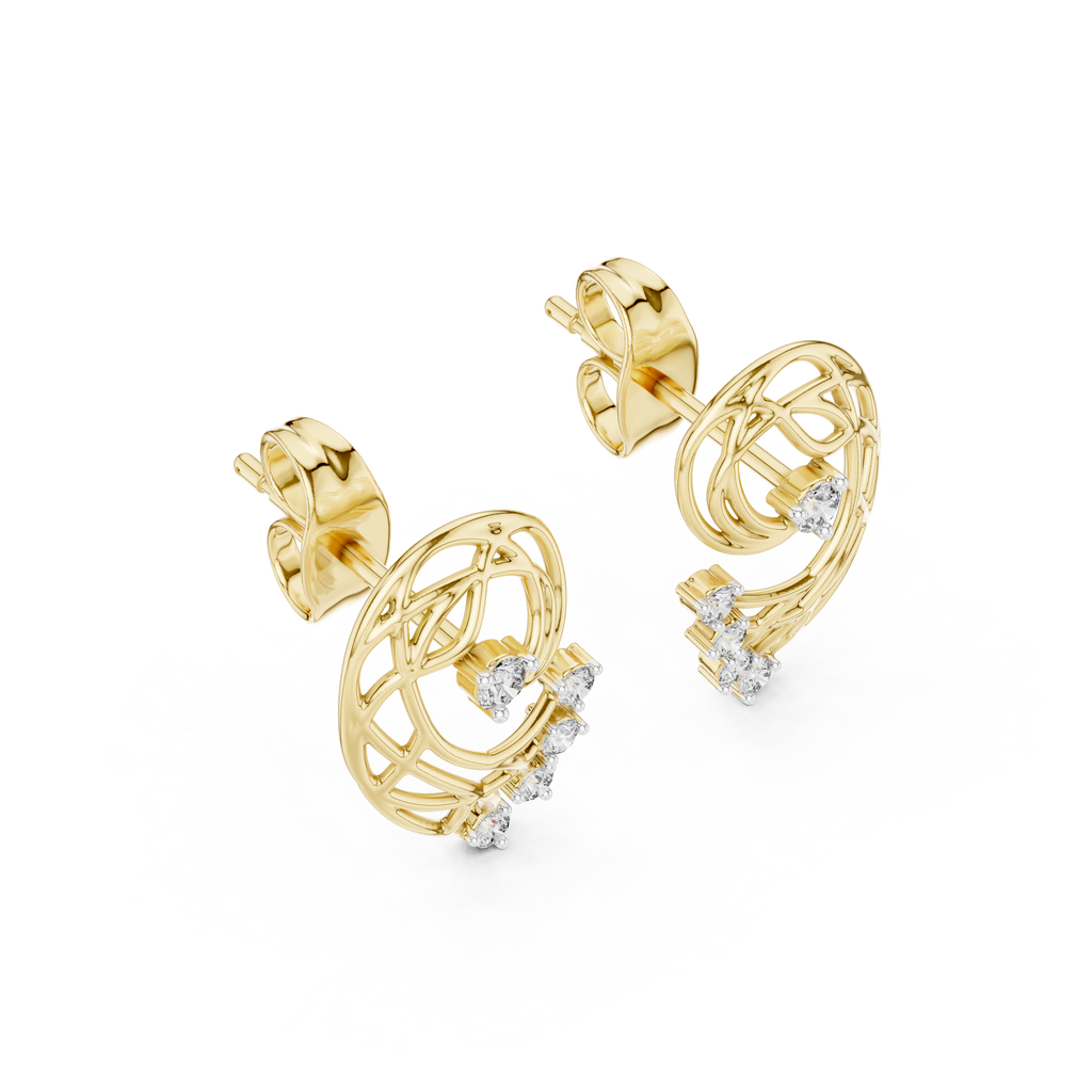 Fernelle Openwork Fern Leaf Lab Grown Diamond Earrings