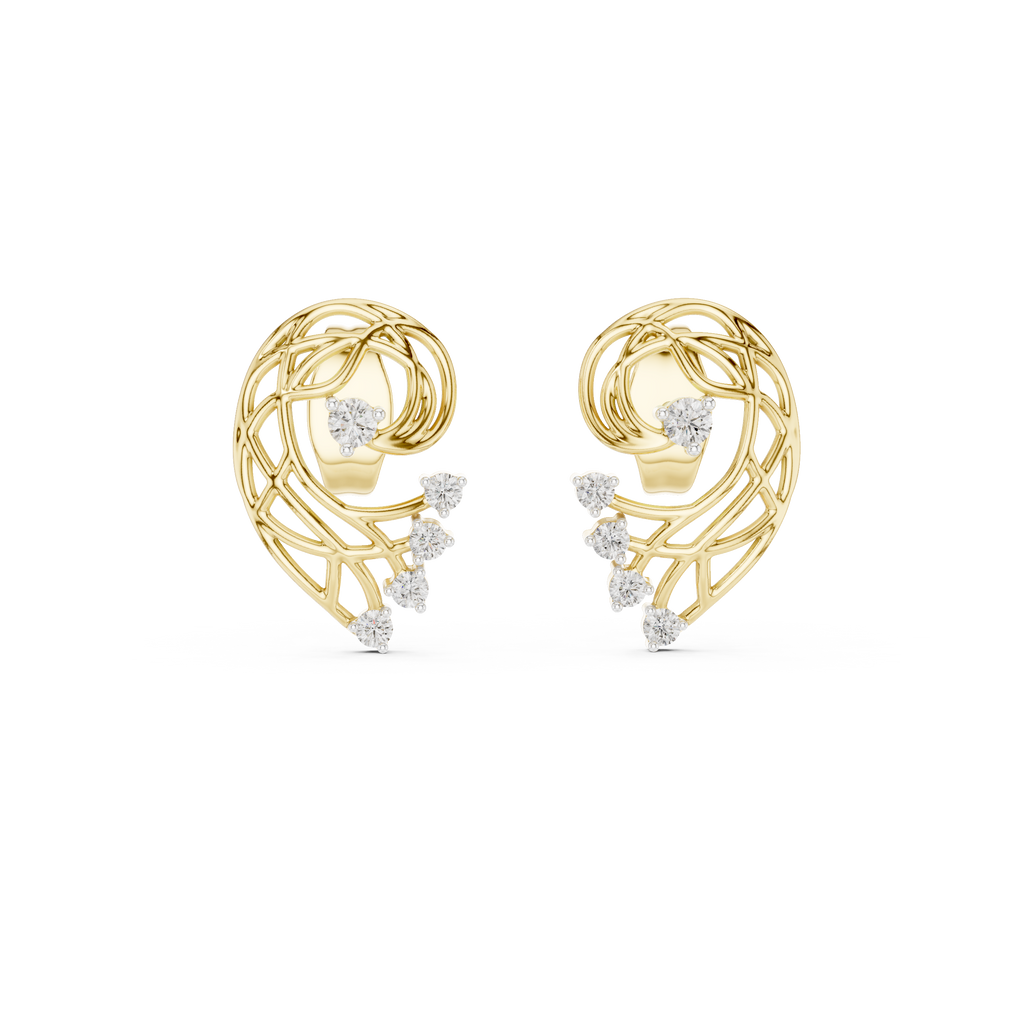 Fernelle Openwork Fern Leaf Lab Grown Diamond Earrings