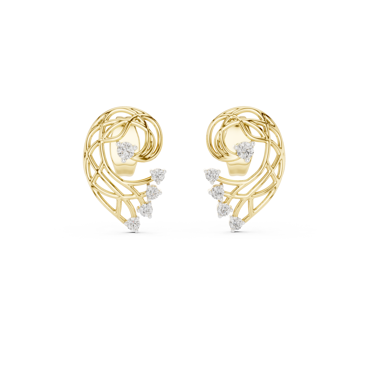 Fernelle Openwork Fern Leaf Lab Grown Diamond Earrings