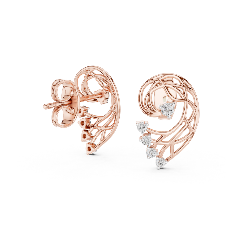 Fernelle Openwork Fern Leaf Lab Grown Diamond Earrings