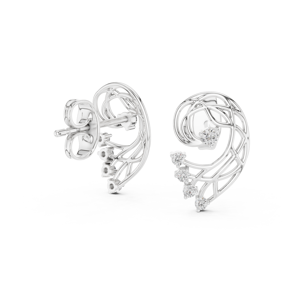 Fernelle Openwork Fern Leaf Lab Grown Diamond Earrings