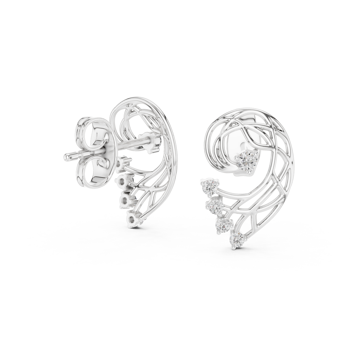 Fernelle Openwork Fern Leaf Lab Grown Diamond Earrings
