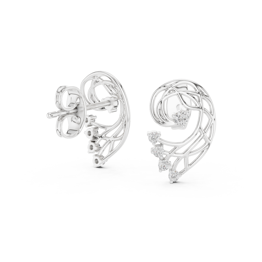 Fernelle Openwork Fern Leaf Lab Grown Diamond Earrings