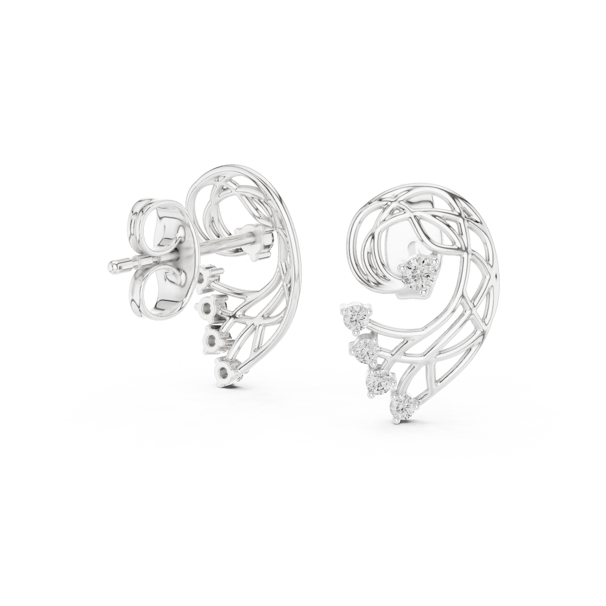 Fernelle Openwork Fern Leaf Lab Grown Diamond Earrings