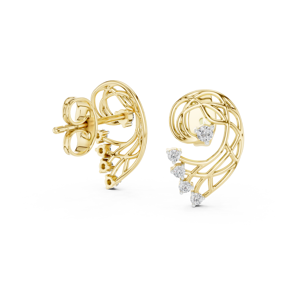Fernelle Openwork Fern Leaf Lab Grown Diamond Earrings
