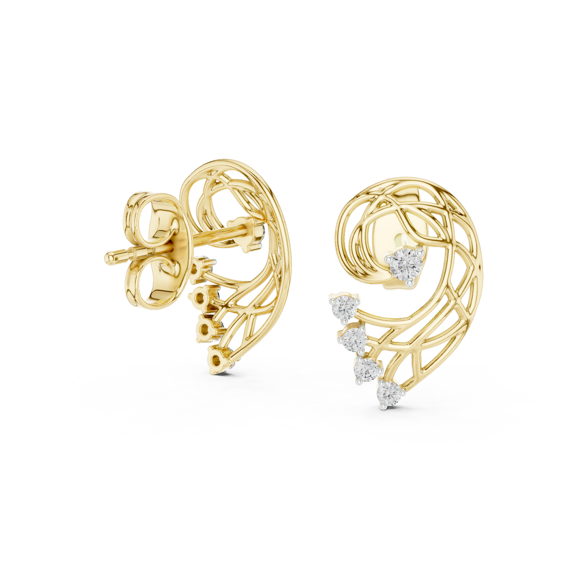 Fernelle Openwork Fern Leaf Lab Grown Diamond Earrings