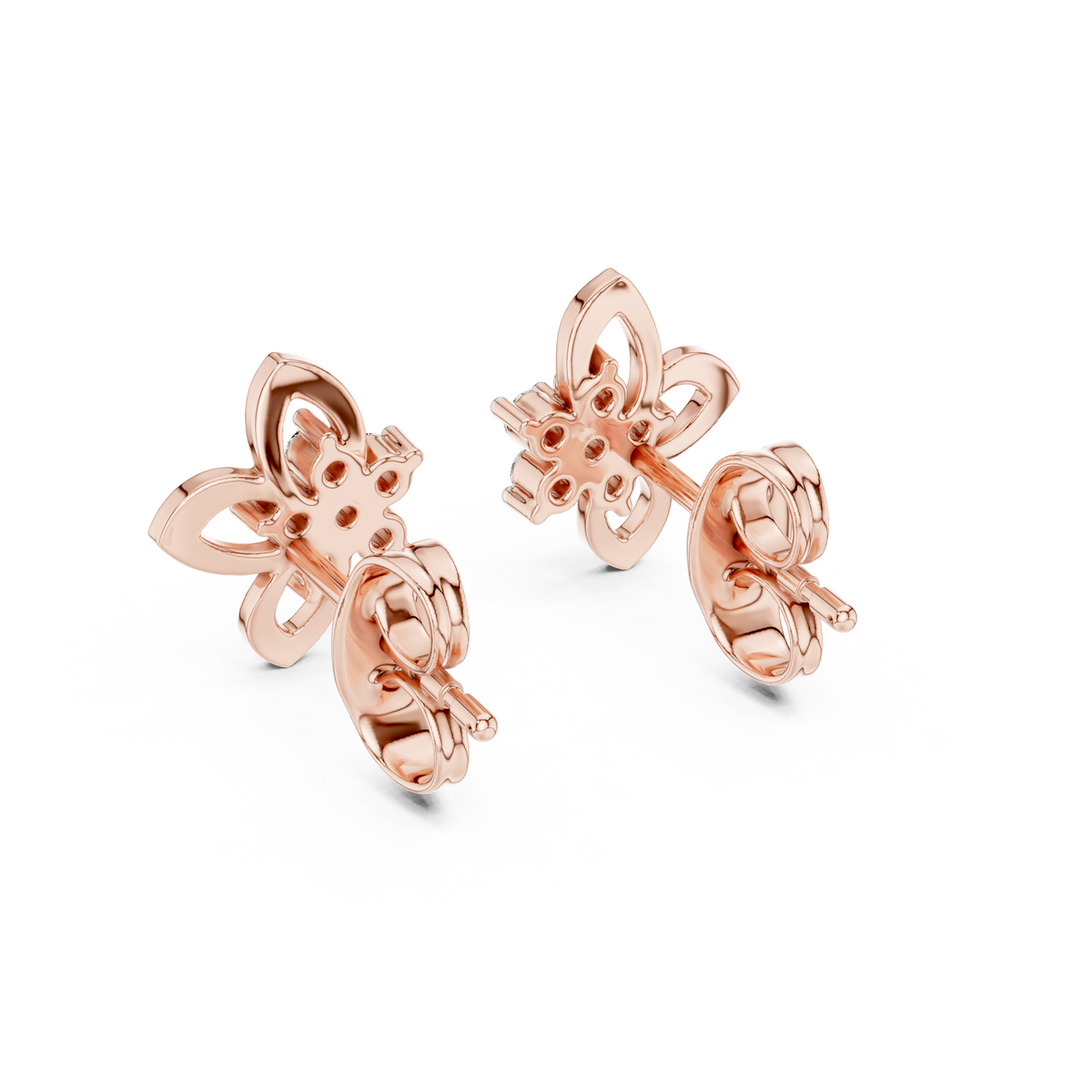 Anthelle Diamond Cluster Open Petal Flower Lab Grown Diamond Stud Earrings