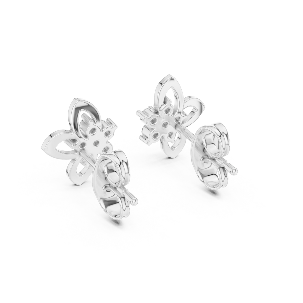 Anthelle Diamond Cluster Open Petal Flower Lab Grown Diamond Stud Earrings