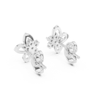 Anthelle Diamond Cluster Open Petal Flower Lab Grown Diamond Stud Earrings