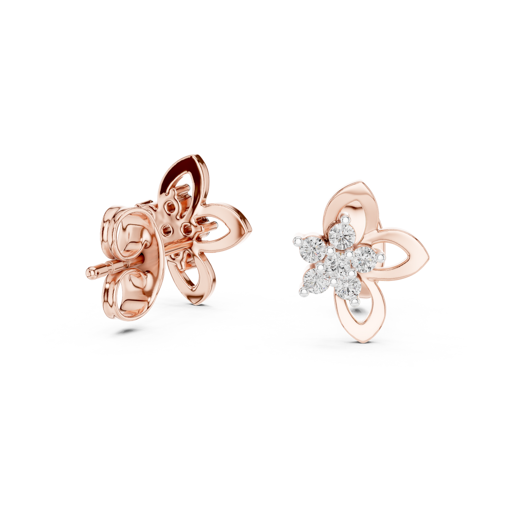 Anthelle Diamond Cluster Open Petal Flower Lab Grown Diamond Stud Earrings