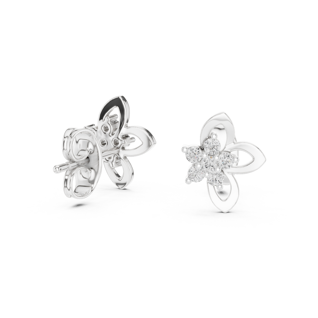 Anthelle Diamond Cluster Open Petal Flower Lab Grown Diamond Stud Earrings