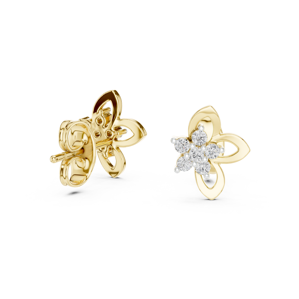 Anthelle Diamond Cluster Open Petal Flower Lab Grown Diamond Stud Earrings