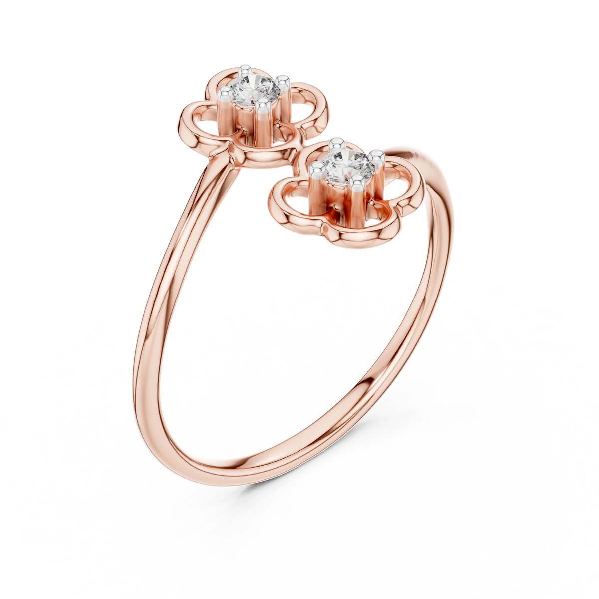 Sakurelle Twin Blossom Two Stone Lab Grown Diamond Ring