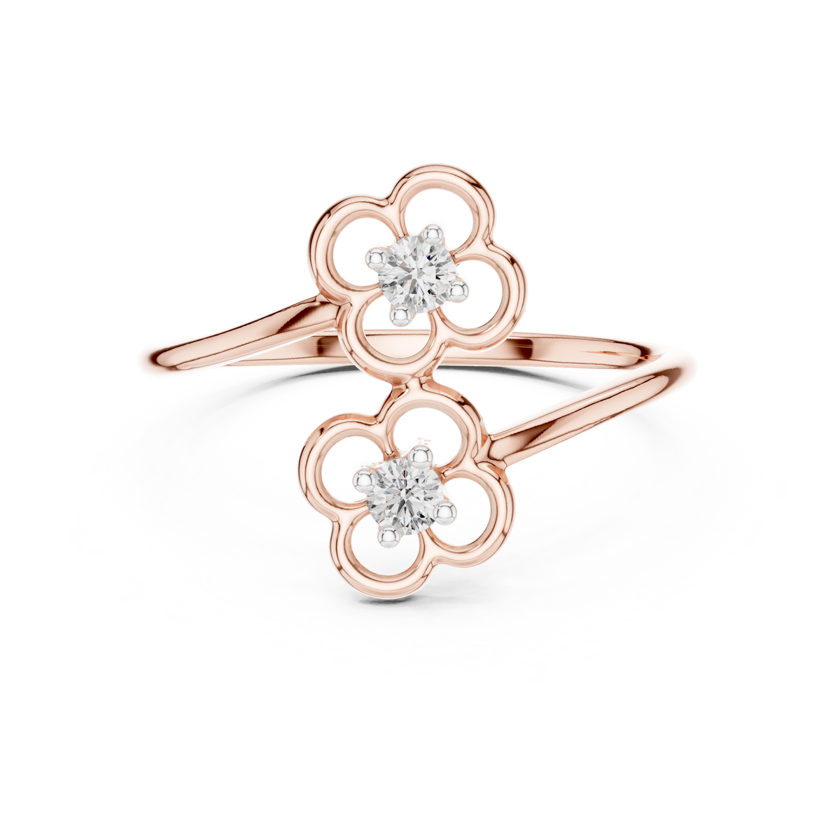 Sakurelle Twin Blossom Two Stone Lab Grown Diamond Ring