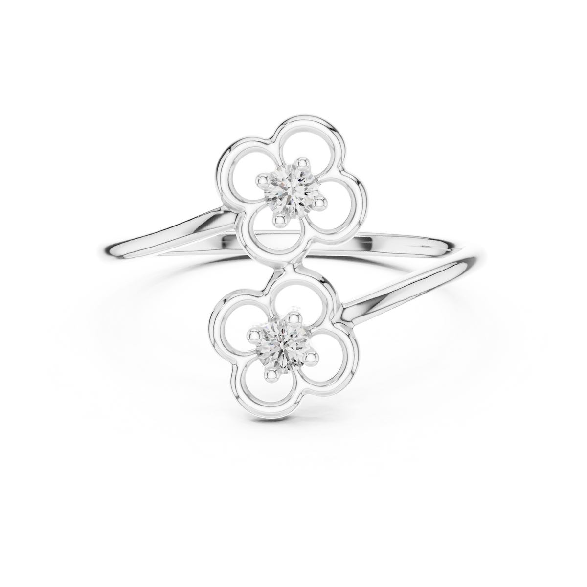Sakurelle Twin Blossom Two Stone Lab Grown Diamond Ring