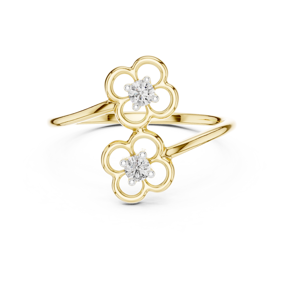 Sakurelle Twin Blossom Two Stone Lab Grown Diamond Ring