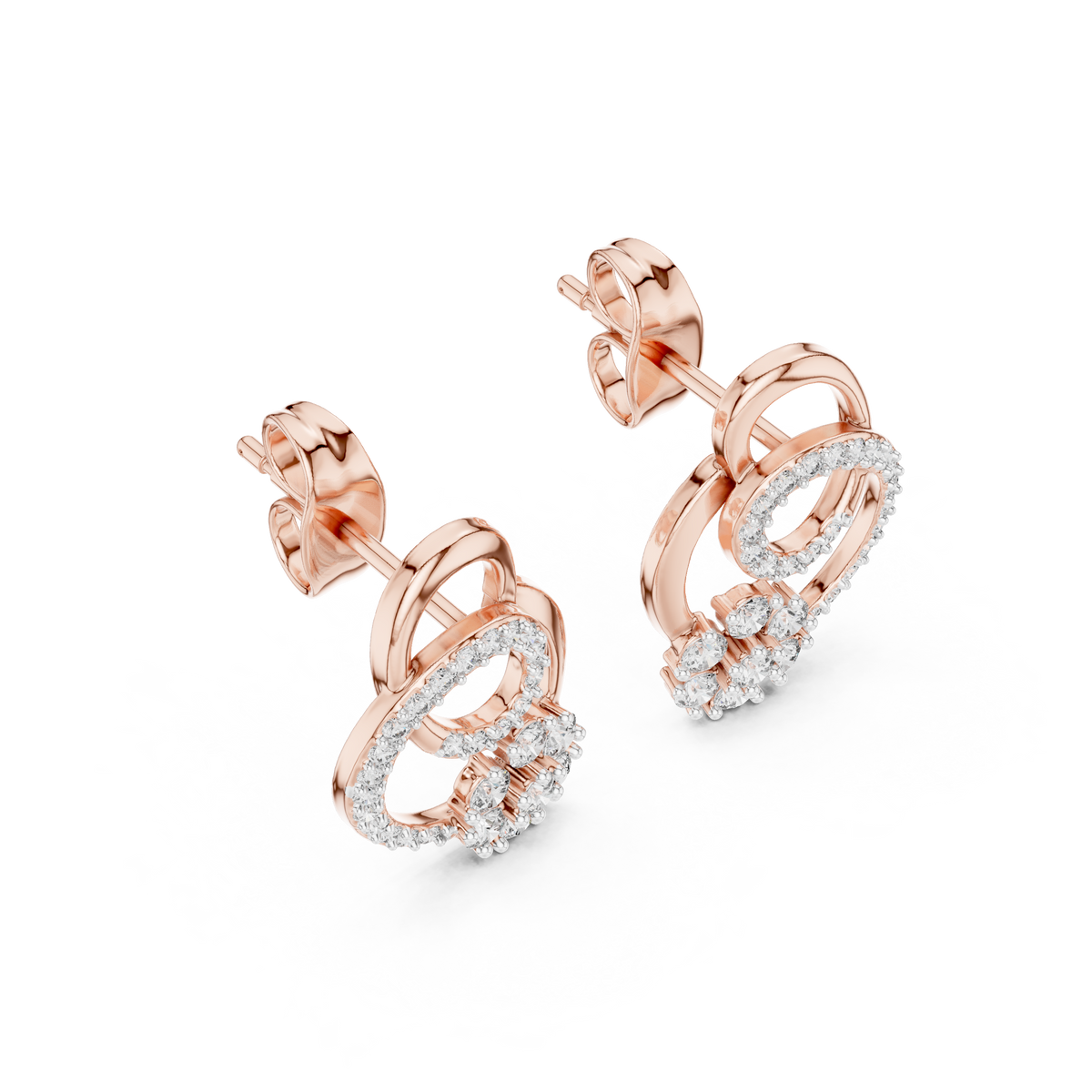 Anelora Interlinked Circle Pavé & Flower Cluster Lab Grown Diamond Earrings