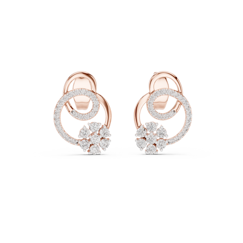Anelora Interlinked Circle Pavé & Flower Cluster Lab Grown Diamond Earrings