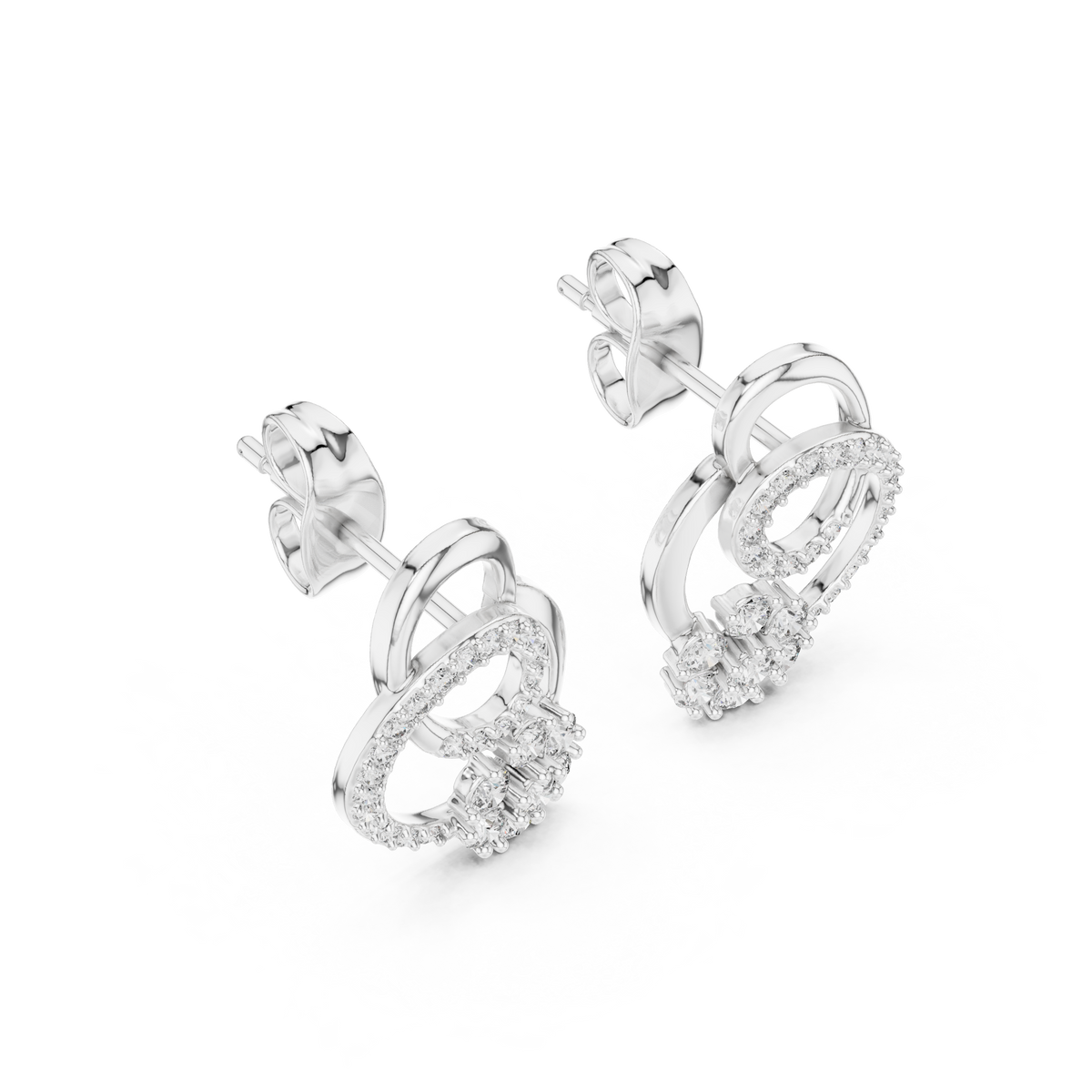 Anelora Interlinked Circle Pavé & Flower Cluster Lab Grown Diamond Earrings